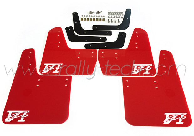 4MM POLYURETHANE MUDFLAP KIT - LANCER EVO 5 & 6 - RED - EVO 6 LOGO