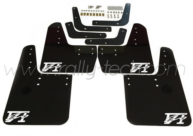 4MM POLYURETHANE MUDFLAP KIT - LANCER EVO 5 & 6 - BLACK - EVO 6 LOGO