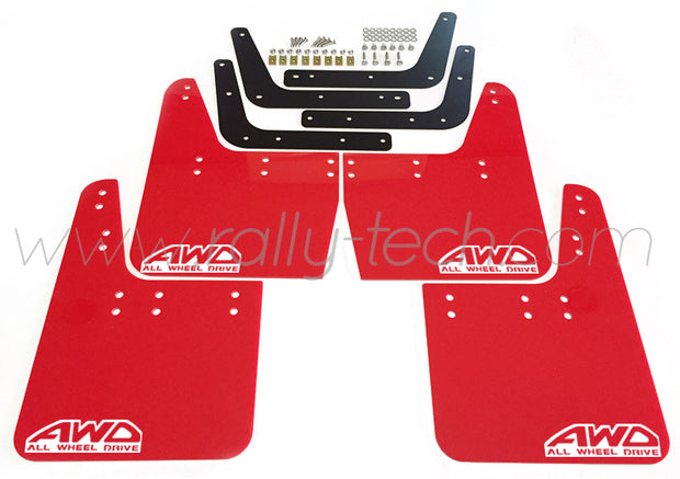 4MM POLYURETHANE MUDFLAP KIT - IMPREZA GC/GM/GF (93-01) - RED - AWD RETRO WHITE