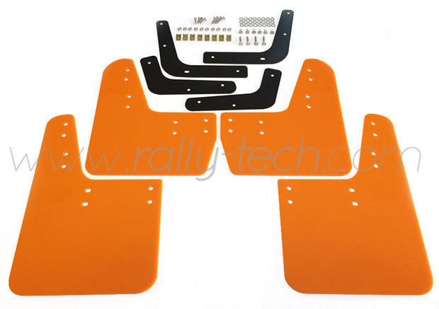 4MM POLYURETHANE MUDFLAP KIT - LANCER EVO 5 & 6 - ORANGE