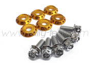 FENDER DRESS UP BOLT KIT - EVO - SILVER - GOLD WASHERS