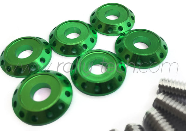 FENDER DRESS UP BOLT KIT - EVO - SILVER - GREEN WASHERS