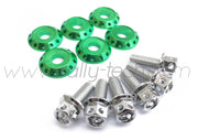 FENDER DRESS UP BOLT KIT - EVO - SILVER - GREEN WASHERS