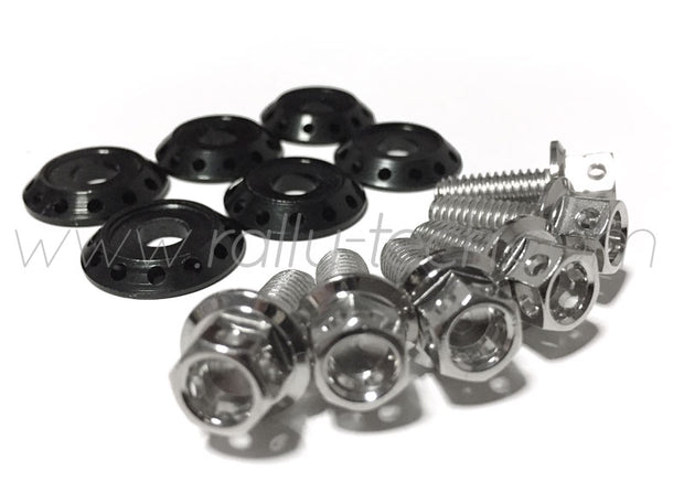 FENDER DRESS UP BOLT KIT - EVO - SILVER - BLACK WASHERS