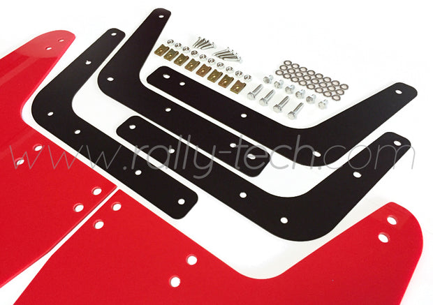 4MM POLYURETHANE MUDFLAP KIT - IMPREZA GC/GM/GF (93-01) - RED - AWD RETRO WHITE