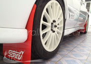 4MM POLYURETHANE MUDFLAP KIT - IMPREZA GC/GM/GF (93-01) - RED - AWD RETRO WHITE