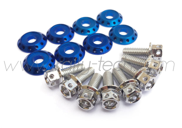 FENDER DRESS UP BOLT KIT - SUBARU - SILVER - BLUE WASHERS