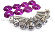 FENDER DRESS UP BOLT KIT - SUBARU - SILVER - PURPLE WASHERS